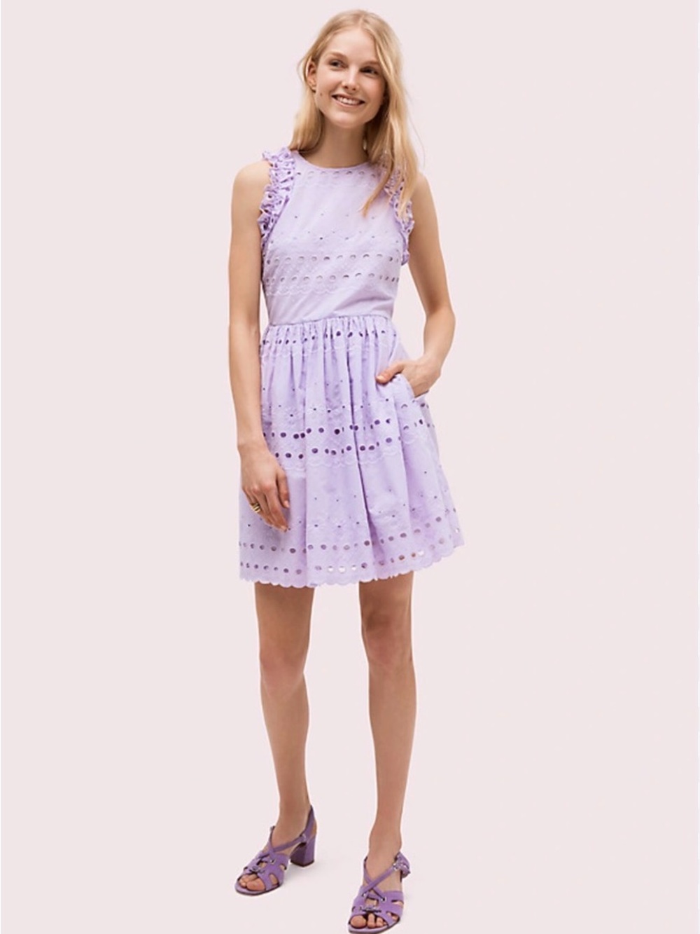 Kate Spade Lavender Eyelet Ruffle Mini Dress